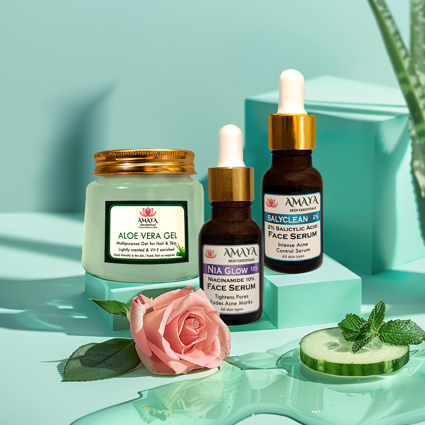 Radiant Skin Combo (Salyclean, Niaglow Face Serum & Alovera gel)